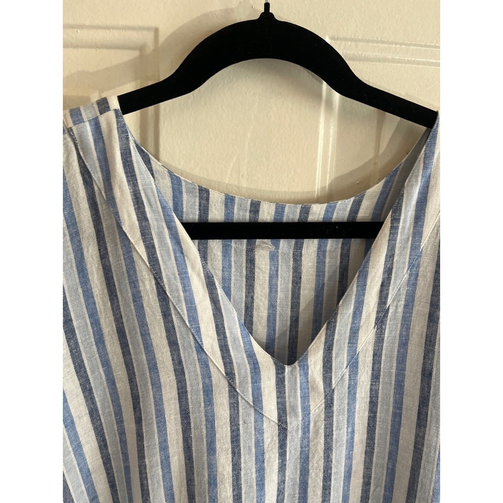 Melissa McCarthy Seven7 Linen Striped OS 3X/4X V‑Neck Beach Cover‑Up Tunic OS - Picture 5 of 10